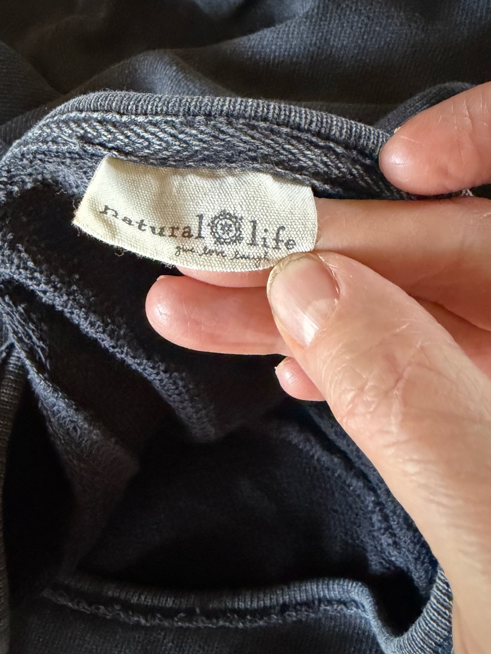 Charcoal cropped Crewneck Pullover with Pink Stripe Trim by Natural life - Picture 9 of 9